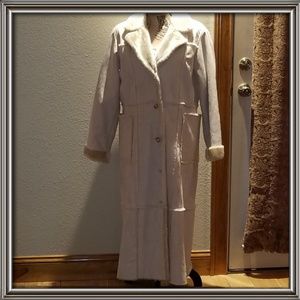 Full length micro suede ladies winter coat.